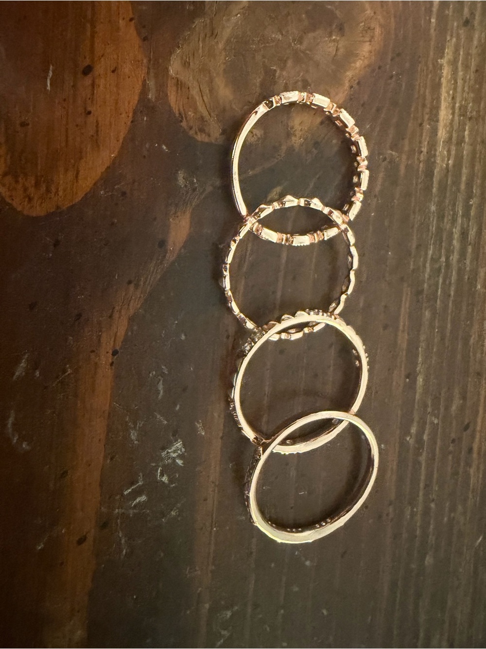Stackable Gold Tone Women's Ring Set - Sleek Textured Bands